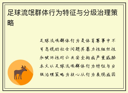 足球流氓群体行为特征与分级治理策略
